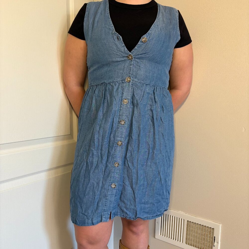 Blue button-down dress